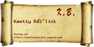 Kmetty Bálint névjegykártya